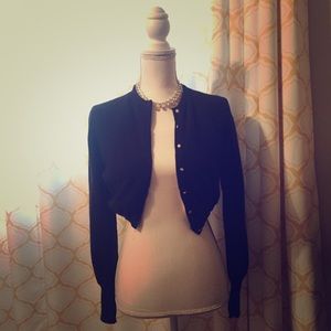rare 50s vintage cropped black wool cardigan